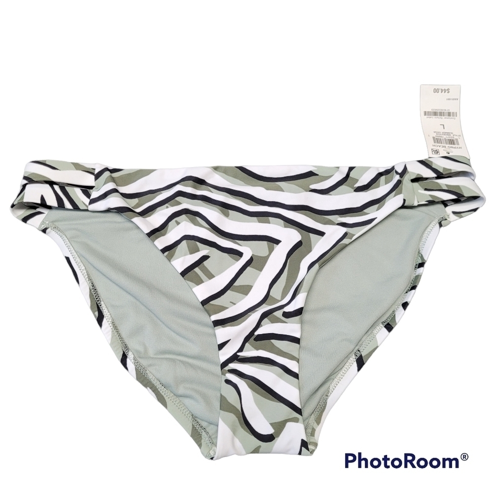 Bar III‎ Sage Green And White Hypno Bikini Bottoms Size Large
